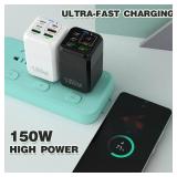Phone Charger 150W Charging Block 4USB+2PD Fast Charging 5v2.4A WHITE