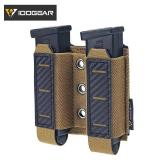BLACK Carbon Fiber 500D Nylon Tactical Double Magazine Pouch for 9mm NEW