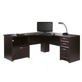 Magellan Performance 71\"W L-Shaped Corner Desk, Espresso (RETAIL $490.00)