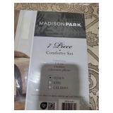 7pc Queen Perry Comforter Set Navy - Madison Park: Hypoallergenic, Jacquard Polyester, Includes Decorative Pillows & Bed Skirt