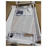 EnHomee Small Vanity Desk with Mirror and Lights, Makeup Vanity with Fabric Storage Drawers, White Vanity with Power Outlet and Fold-up Panel, Bedroom, Small Space( broken mirror )