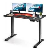 GYMAX Electric Standing Desk, Adjustable Height Computer Workstations 48 x 24 inches with Memory Controller & Fully Covered Mouse Pad, Sit Stand Up Desk for Home Office
