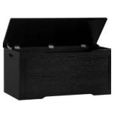 USIKEY 29.5\" Storage Chest, Toy Chest, Toy Box with Safety Hinges, Lift Top Storage Bench, Supports 220 lb, for Living Room, Bedroom, Entryway, Black