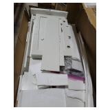 Over The Toilet Storage Cabinet, Farmhouse Toilet Cabinet Rack with 3 Barn Doors, Space Saving Bathroom Organizer with Shelves, Toilet Paper Holder and Towel Rack for Bathroom,Restroom,Laundry, White