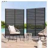 Shade Metal Privacy Screen 72\" H x 48\" W, Freestanding Decorative Outdoor Privacy Fence Panels for Instant Privacy & Space Division, Patio Screens for Patios Outside Outdoor, Black, 2 Panel