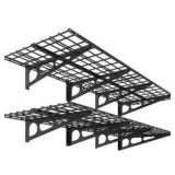 FLEXIMOUNTS 2-Pack 2x6ft Garage Shelving 24-inch-by-72-inch Wall Shelf Garage Storage Rack Floating Shelves, Black, Classic Series