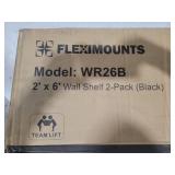 FLEXIMOUNTS 2-Pack 2x6ft Garage Shelving 24-inch-by-72-inch Wall Shelf Garage Storage Rack Floating Shelves, Black, Classic Series