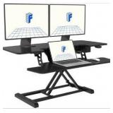 FLEXISPOT 40\" Electric Height Adjustable Standing Desk Converter Motorized Stand-up Desk Riser with Quick Release Keyboard Tray, for Home and Office