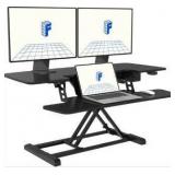 FLEXISPOT 40\" Electric Height Adjustable Standing Desk Converter Motorized Stand-up Desk Riser with Quick Release Keyboard Tray, for Home and Office