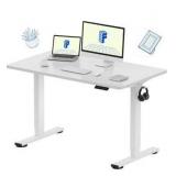 FLEXISPOT EN1 One-Piece Standing Desk, 48 x 24 Inches Electric Height Adjustable Desk for Home Office (White Frame + White Desktop) (crack bottom of table top )