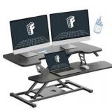 FLEXISPOT 36-inch Standing Desk Converter Height Adjustable Sit to Stand Up Workstation, Dual Monitor and Laptop Riser with Wide Keyboard Tray, Black