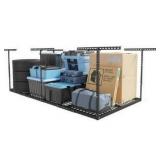 FLEXIMOUNTS 4x8 Overhead Garage Storage Rack, Adjustable Organization System, Heavy-Duty Metal Ceiling Racks, 750lbs Weight Capacity, Black, Classic Series