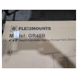 FLEXIMOUNTS 4x8 Overhead Garage Storage Rack, Adjustable Organization System, Heavy-Duty Metal Ceiling Racks, 750lbs Weight Capacity, Black, Classic Series