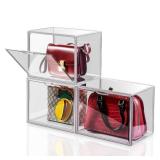 starogegc 3Pack Clear Plastic Handbag Storage Organizer for Closet, Acrylic Display Case for Handbag and Purse, Purse Organizer for Closet with Magnetic Door for Book, Toys, Hat