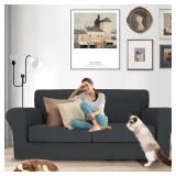 MAXIJIN 3 Piece Couch Covers for 2 Cushion Couch Sofa Cover, Stretch Loveseat Sofa Slipcovers for Sofas with 2 Large Cushions, Thick Dogs Pet Furniture Covers (71\"-91\", Gray)