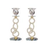 Clear K9 Crystal Taper Candle Holders, Candle Holder for Taper Candle,Taper Candlestick Holders for Coffee Dining Table, Wedding,Christmas,Home Decoration, Set of 2