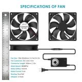 Qirssyn 120mm AC Powered Fan with Vriable Speed Controller, AC 110V to 220V Vriable Speed Fan for Receiver Amplifier DVR PlayStation Component Cooling