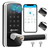 OLUMAT Smart Lock with Handle: Wi-Fi Keyless Entry Door Lock - Smart Locks for Front Door - Biometric Fingerprint Door Lock - Smart Door Lock with Keypad - Garage Door with App Control - Auto Lock