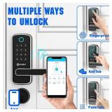 OLUMAT Smart Lock with Handle: Wi-Fi Keyless Entry Door Lock - Smart Locks for Front Door - Biometric Fingerprint Door Lock - Smart Door Lock with Keypad - Garage Door with App Control - Auto Lock