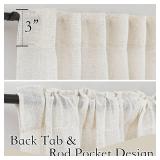 RYB HOME Semi Sheer Curtains - Linen Blend Privacy Curtains Sheer Window Treatment Drapes Farmhouse Decor for Bedroom Living Room Sliding Glass Door, 52 inch Wide x 95 inch Long 2 Panels, Linen
