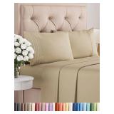 Queen Size 4 Piece Sheet Set - Comfy Breathable & Cooling Bed Sheets Set - Hotel Luxury Bedding for Women, Men, Kids, Teens, Boys & Girls - Deep Pockets, Ultra-Soft, Wrinkle Free - Oeko-Tex - Beige