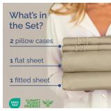 Queen Size 4 Piece Sheet Set - Comfy Breathable & Cooling Bed Sheets Set - Hotel Luxury Bedding for Women, Men, Kids, Teens, Boys & Girls - Deep Pockets, Ultra-Soft, Wrinkle Free - Oeko-Tex - Beige