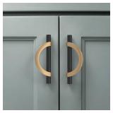 Amerdeco 6 Pack Champagne Bronze+Black Cabinet Pulls 3.75 Inch(96MM) Hole Centers Kitchen Cabinet Handles Hardware Kitchen Handles for Cabinets Cupboard Handles Drawer Pulls