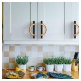 Amerdeco 6 Pack Champagne Bronze+Black Cabinet Pulls 3.75 Inch(96MM) Hole Centers Kitchen Cabinet Handles Hardware Kitchen Handles for Cabinets Cupboard Handles Drawer Pulls