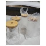 SENTVEND 16 Oz Drinking Glasses with Bamboo Lids and Glass Straw - 4 Pcs Glass Cups Beer Ice Coffee Glasses Cute Aesthetic Cup Great for Coffee Bar