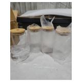 SENTVEND 16 Oz Drinking Glasses with Bamboo Lids and Glass Straw - 4 Pcs Glass Cups Beer Ice Coffee Glasses Cute Aesthetic Cup Great for Coffee Bar