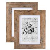 Califortree Rustic Brown 5x7 Picture Frame - Display Photos 4x6 with Mat or 5x7 Without Mat - HD Glass Inside, Wall and Tabletop - Set of 2
