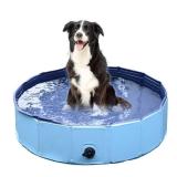 Jasonwell Foldable Dog Pet Bath Pool Collapsible Dog Pet Pool Bathing Tub Kiddie Pool Doggie Wading Pool for Puppy Small Medium Large Dogs Cats and Kids 39.5\" Blue