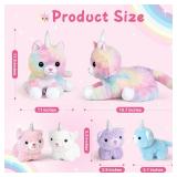 KMUYSL Toys for Ages 0 1 2 3 4 5 6 7 8+ Years - Plush Mommy Stuffed Animal with 4 Babies in Her Tummy, Soft Plush Toys Set, Christmas Birthday Gifts for Girls Boys, Toddler, Kids (Unicorn Cat Toys)