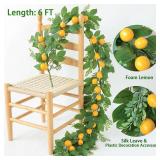 Mizii Artificial Lemon Garland 6FT Fake Fruit Lemons Garland Hanging Vines with Green Leaves Greenery Decorations for Kitchen Table Centerpieces Room Wall Party Wedding Birthday Decor (Lemon)