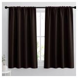 RYB HOME Bedroom Blackout Curtains - Thermal Insulated Noise Reducing Room Darkening Curtains Sunlight Shades Draperies for Nursery Bedroom Bathroom, 42 W x 45 L, Brown, Set of 2