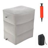 goldhik Inflatable Travel Foot & Leg Rest Pillow with Adjustable Height for Airplane, Car, Bus, Train, Office, Camping and Kids to Sleep on Long Flights, Air Pump Included