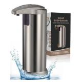 Automatic Soap Dispenser, Stainless Steel Touchless Pump with 3 Adjustable Levels, Equipped Infrared Motion Sensor and Waterproof Base, Smart Liquid Soap Dispenser for Bathroom Kitchen School Hotel