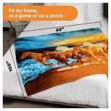 Dawhud Direct Beach Horses Fleece Blanket for Bed 50\" x 60\" Horse Fleece Throw Blanket for Women, Men & Kids Super Soft Plush Running Horses Blanket Throw Fleece Blanket - Queen Size Blanket
