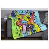 Dawhud Direct Colorful German Shepherd Fleece Blanket for Bed, 50 x 60 Dean Russo German Shepherd Fleece Throw Blanket for Women, Men and Kids - Super Soft Plush Dog Blanket Throw Plush