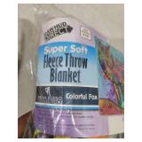 Dean Russo Colorful Fox Fleece Throw Blanket 50x60