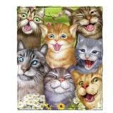 Dawhud Direct 50x60-Inch Animated Selfie Cat Blanket - Soft Plush Cat Throw Blanket for Adults and Kids - Soft and Cozy for Bed, Couch, or Travel - Thoughtful Gifts for Women