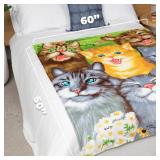 Dawhud Direct 50x60-Inch Animated Selfie Cat Blanket - Soft Plush Cat Throw Blanket for Adults and Kids - Soft and Cozy for Bed, Couch, or Travel - Thoughtful Gifts for Women