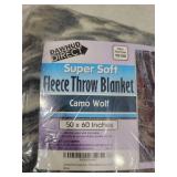Camo Wolf Fleece Throw Blanket 50x60