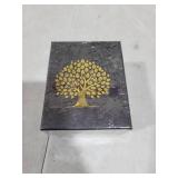 Amethyst Healing Crystal Tree of Life Natural Gemstone Agate Slice Base Copper Wire Wrapped Money Trees Feng Shui Reiki Spiritual Energy Decorations Home Office Room Desk Decor Gifts for Women Men