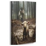 Jesus and Lamb Canvas Wall Art - Jesus Running After Lost Lamb Picture - Christian Home Decor - 20\"X16\"