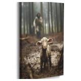 Jesus and Lamb Canvas Wall Art - Jesus Running After Lost Lamb Picture - Christian Home Decor - 20\"X16\"