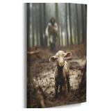 Jesus and Lamb Canvas Wall Art - Jesus Running After Lost Lamb Picture - Christian Home Decor - 20\"X16\"