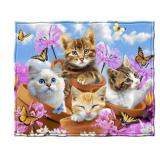 Garden Wonder Kittens Fleece Throw Blanket 50 x 60