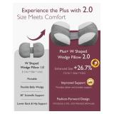 Momcozy Plus W Shaped Pregnancy Pillow for Sleeping, Adjustable Maternity Pillow for Side Sleepers, Portable Wedge Belly Support, Compact Design for Back Belly and HIPS, Grey and White