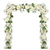 DearHouse 2Pack Artificial Peony Flower Garland - Silk Peony Garland with White Flowers for Wedding Party Table Decoration,6ft/Strand